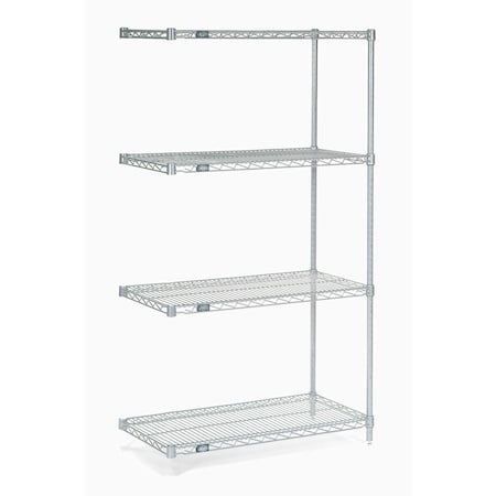 Nexelate Wire Shelving Add-On, Silver Epoxy, 72W X 21D X 54H